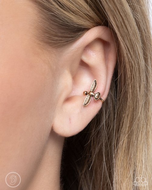 Soaring Sparrow - Gold - Paparazzi Earring Image