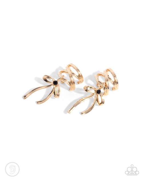 Ballet Lacing - Gold - Paparazzi Earring Image