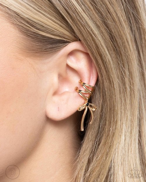 Ballet Lacing - Gold - Paparazzi Earring Image