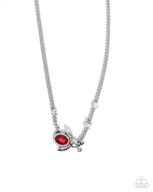 Bedazzled Beetle - Red - Paparazzi Necklace Image