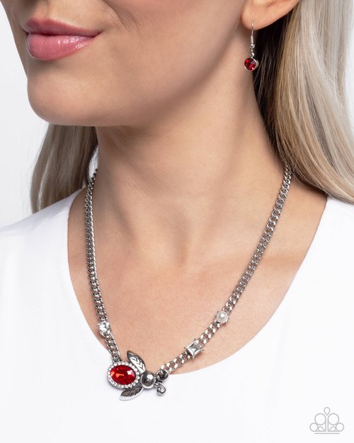 Bedazzled Beetle - Red - Paparazzi Necklace Image