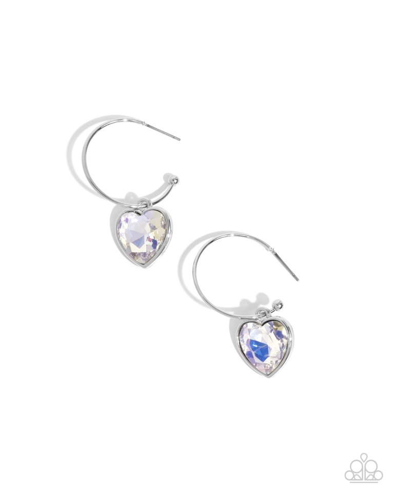 Diamond of the Night - White - Paparazzi Earring Image