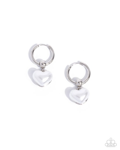 Carriage Chic - White - Paparazzi Earring Image