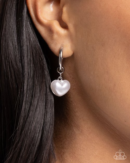 Carriage Chic - White - Paparazzi Earring Image