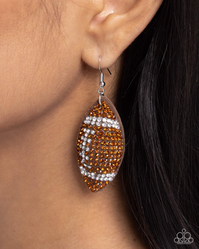 Thrilling Touchdown - Brown - Paparazzi Earring Image