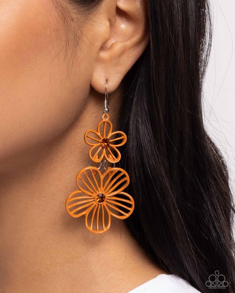 Textured Tiers - Orange - Paparazzi Earring Image