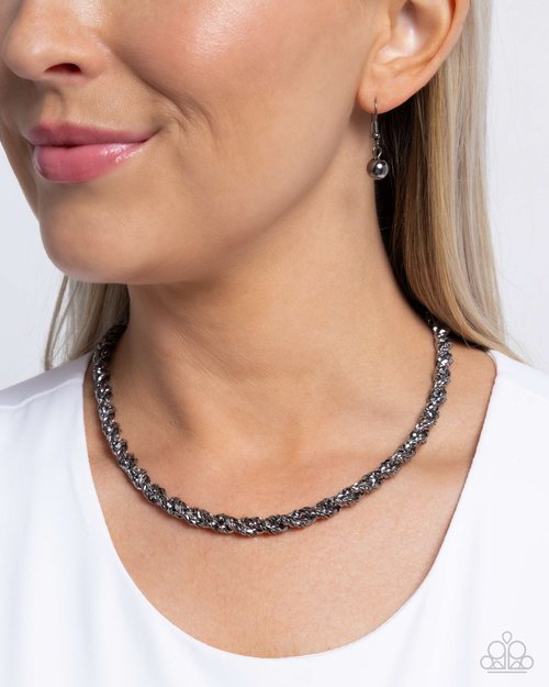 Edgy Etching - Black - Paparazzi Necklace Image