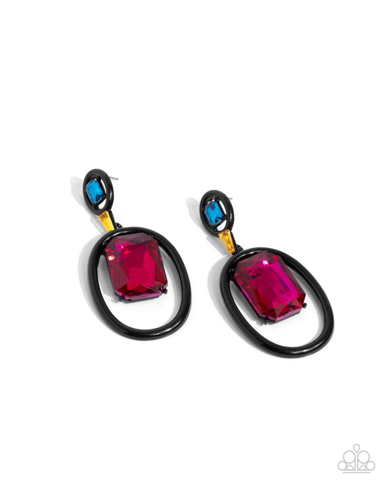 Dipped in Dazzle - Black - Paparazzi Earring Image