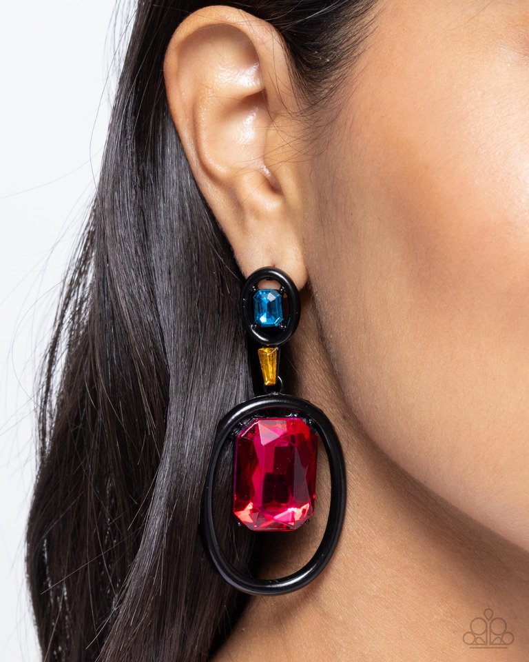 Dipped in Dazzle - Black - Paparazzi Earring Image