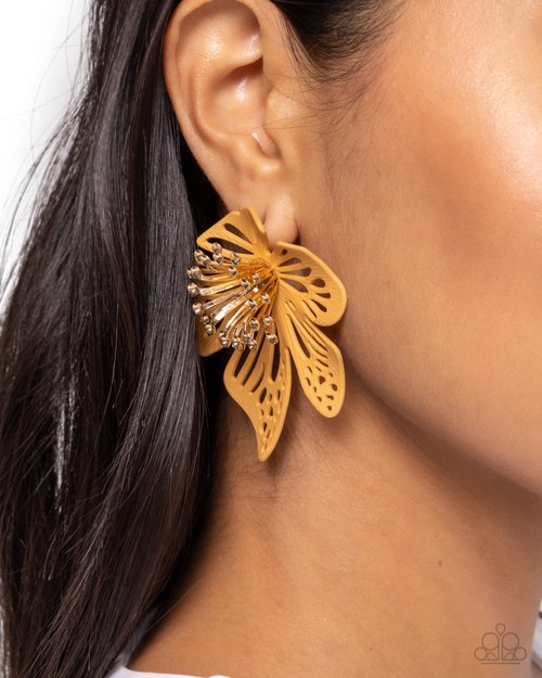 Wonderland Wallflower - Brown - Paparazzi Earring Image