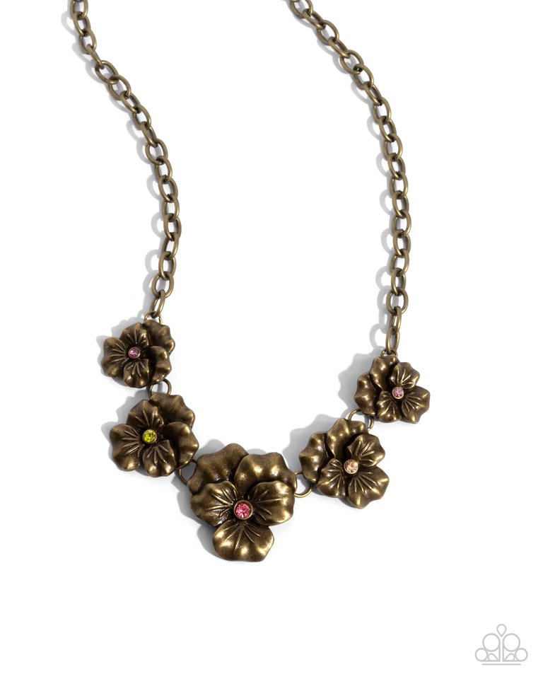 Blatant Botanicals - Brass - Paparazzi Necklace Image