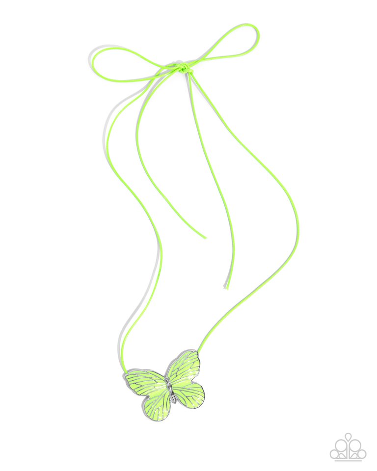 Fluttering Fervor - Green - Paparazzi Necklace Image