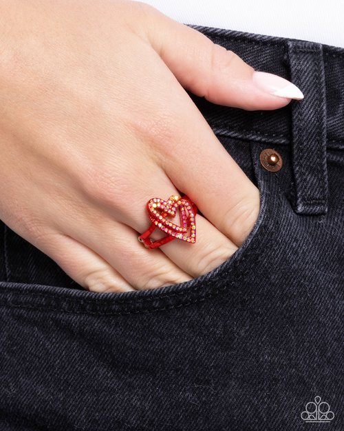 Hybrid Heart - Red - Paparazzi Ring Image