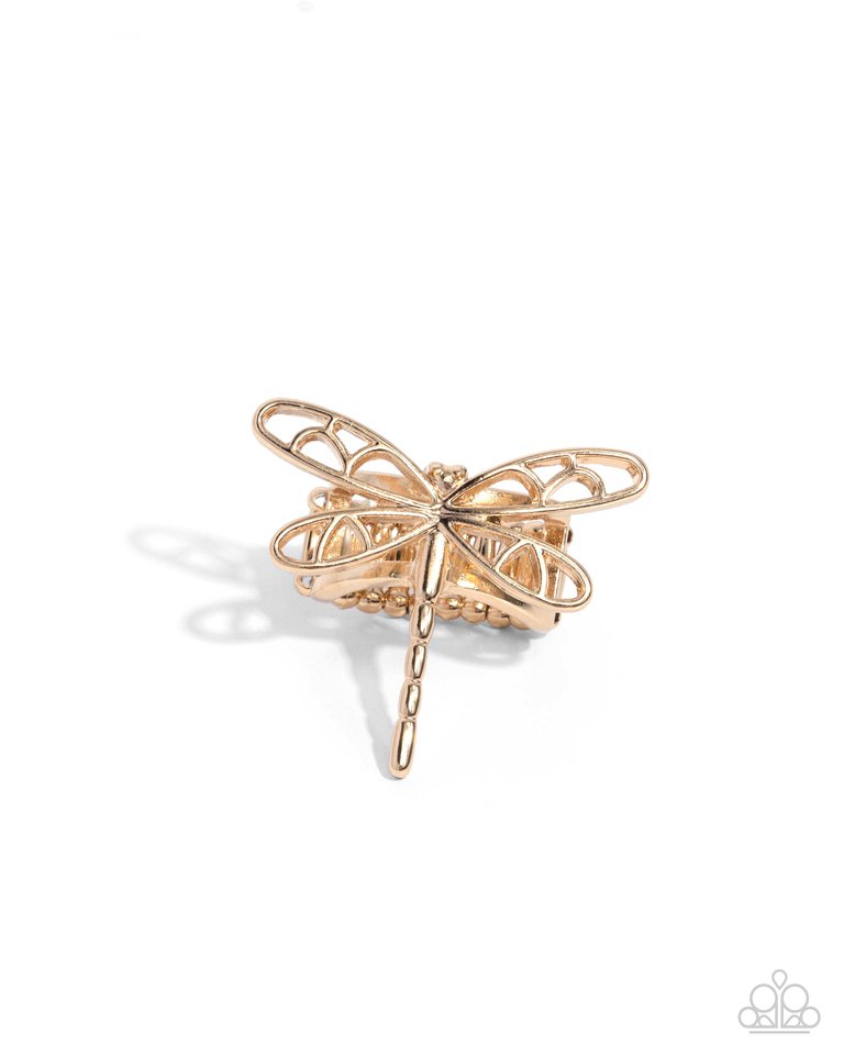 Dragonfly Depth - Gold - Paparazzi Ring Image