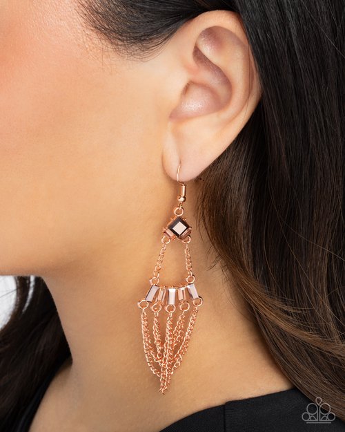 Fringe Fantasy - Copper - Paparazzi Earring Image