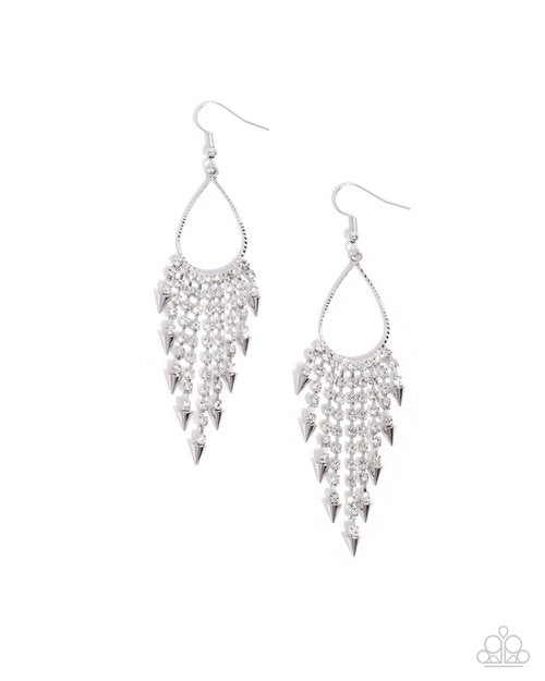 Sharp Streaming - White - Paparazzi Earring Image