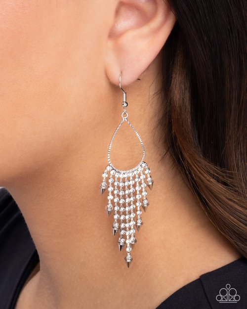 Sharp Streaming - White - Paparazzi Earring Image