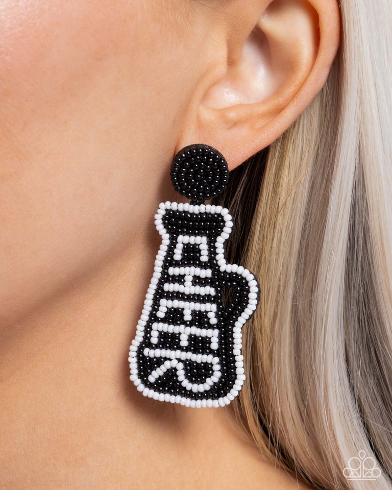 Cheer Captain - Black - Paparazzi Earring Image