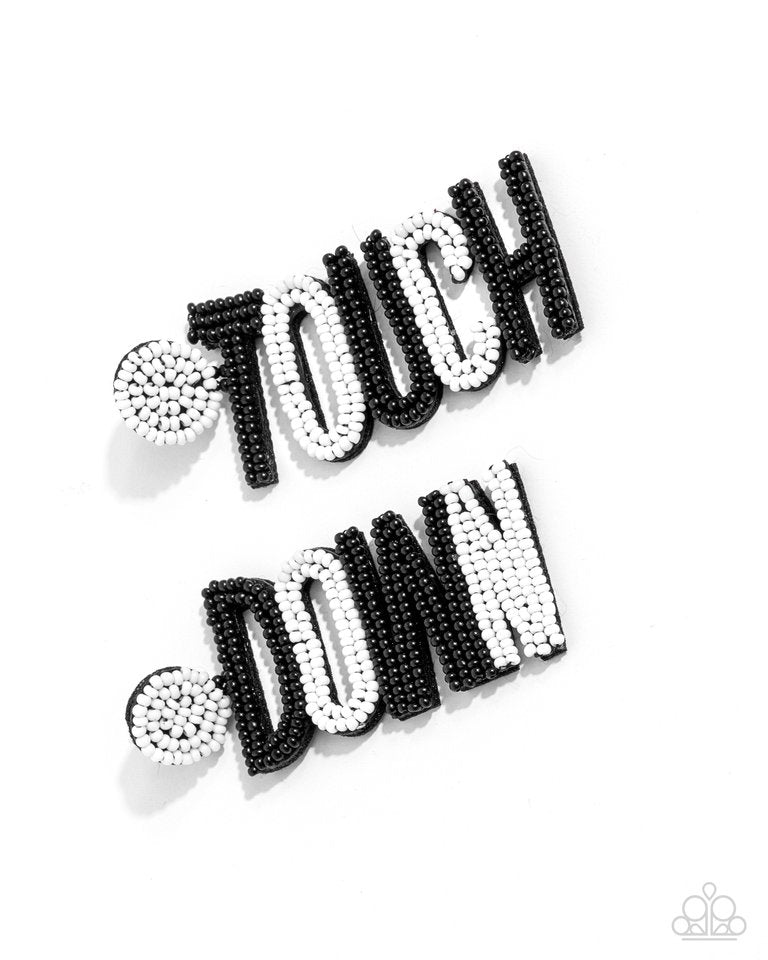 Touchdown Texture - Black - Paparazzi Earring Image