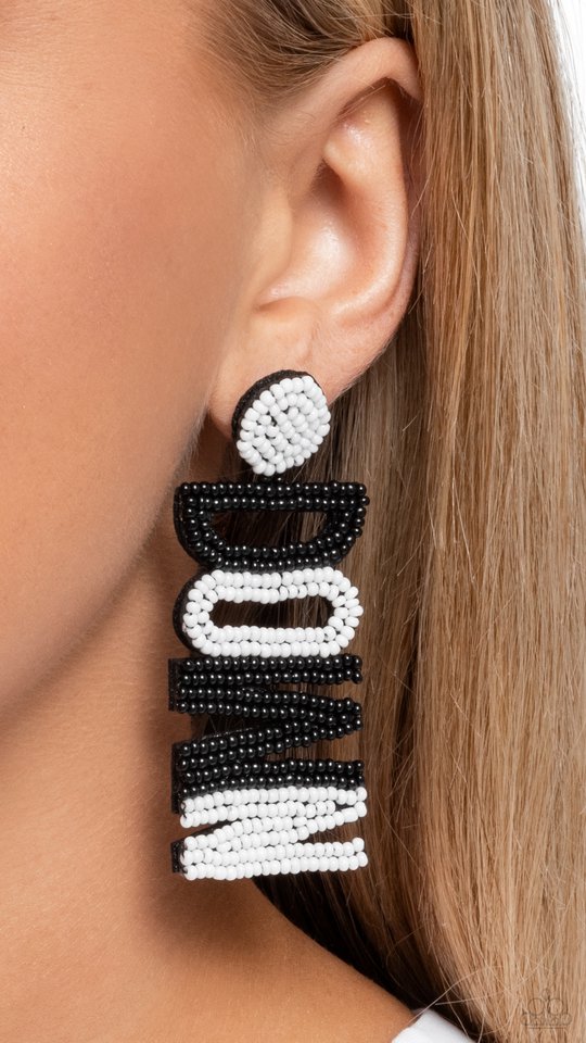 Touchdown Texture - Black - Paparazzi Earring Image