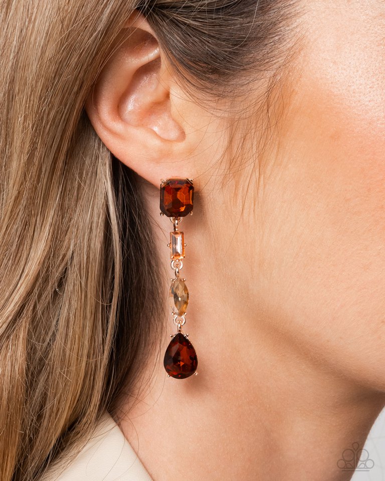 Cascading Class - Brown - Paparazzi Earring Image