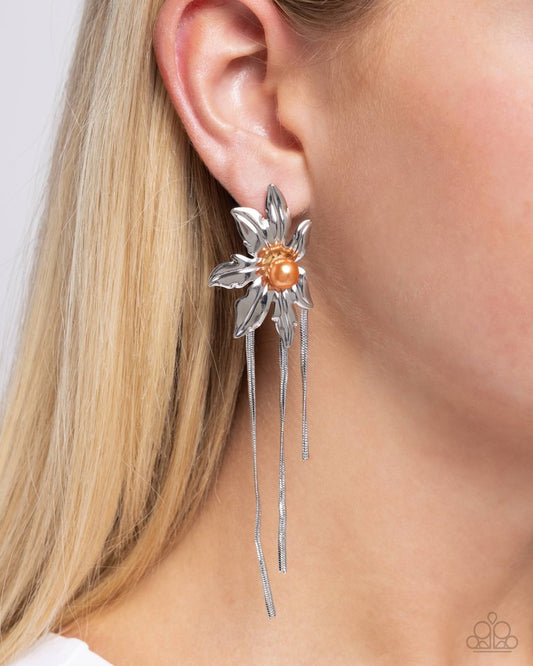 Pearl Panorama - Orange - Paparazzi Earring Image