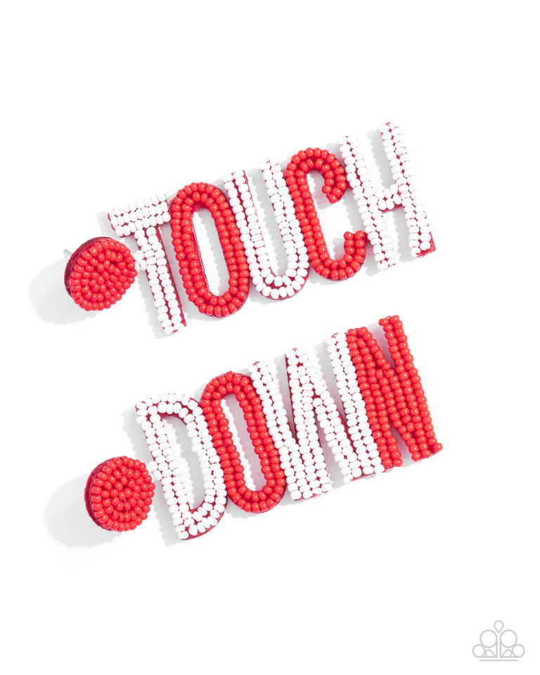 Touchdown Texture - Red - Paparazzi Earring Image