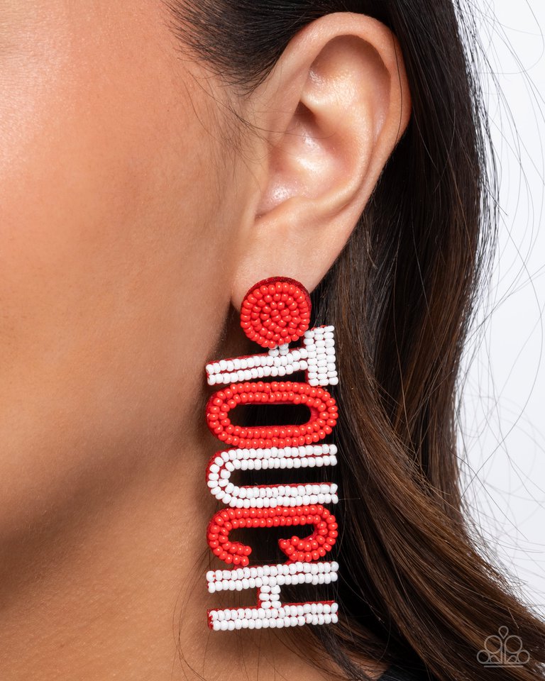 Touchdown Texture - Red - Paparazzi Earring Image