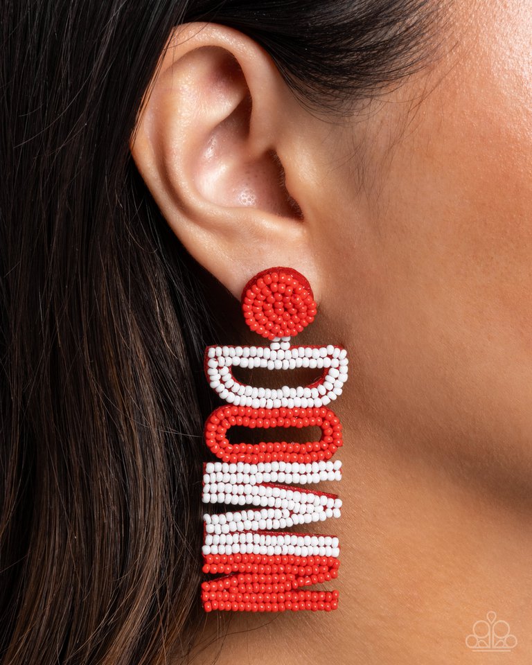 Touchdown Texture - Red - Paparazzi Earring Image