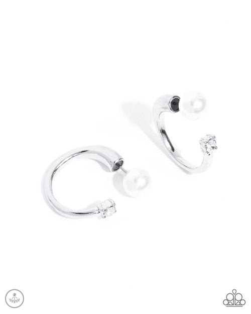 Decade Dance - White - Paparazzi Earring Image