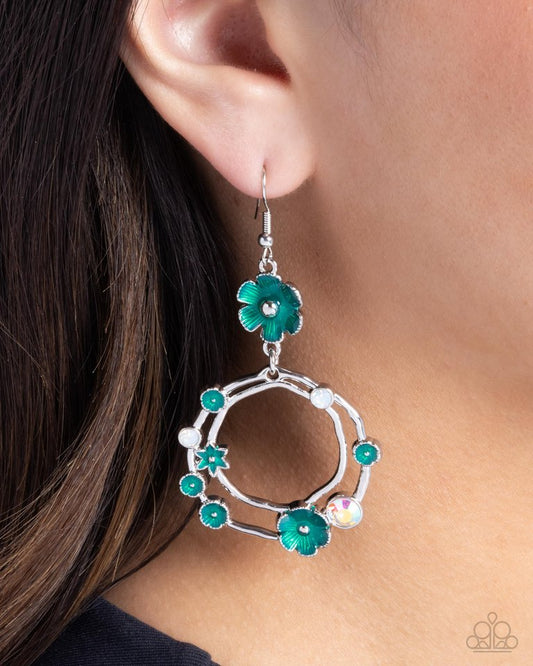 Wreathed Waikiki - Green - Paparazzi Earring Image