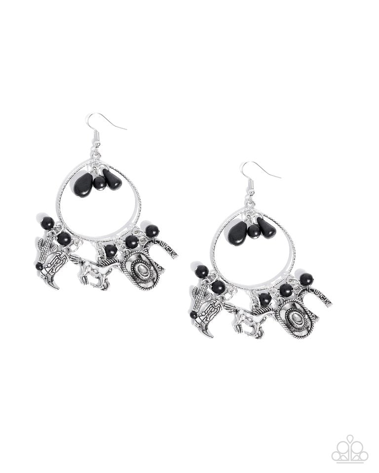 Western Whisper - Black - Paparazzi Earring Image