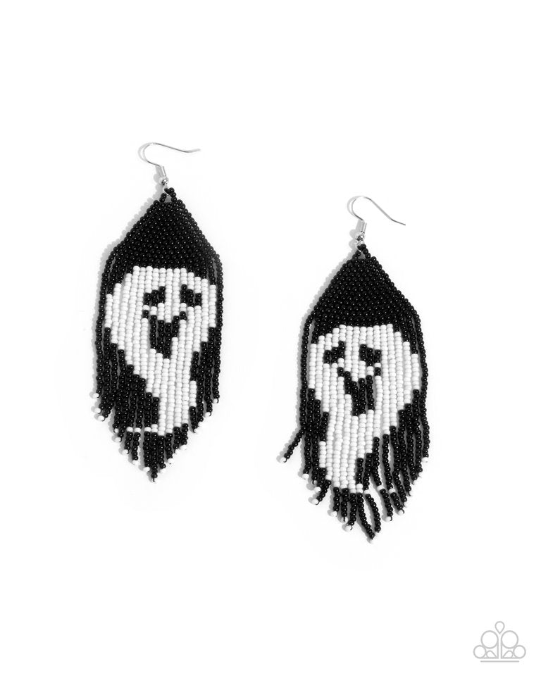 Spooky Strands - Black - Paparazzi Earring Image