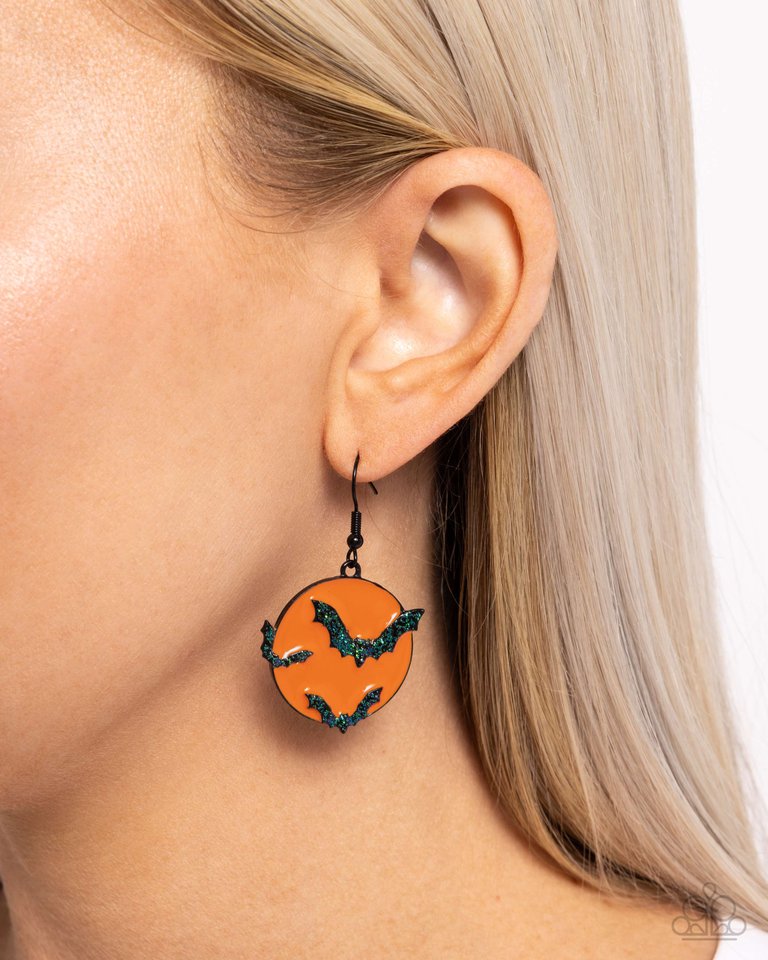 Vampire Bats - Orange - Paparazzi Earring Image