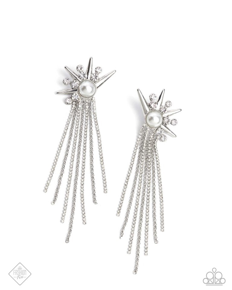 Punk Rock - White - Paparazzi Earring Image