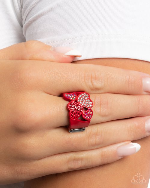 Honorable Hearts - Red - Paparazzi Ring Image