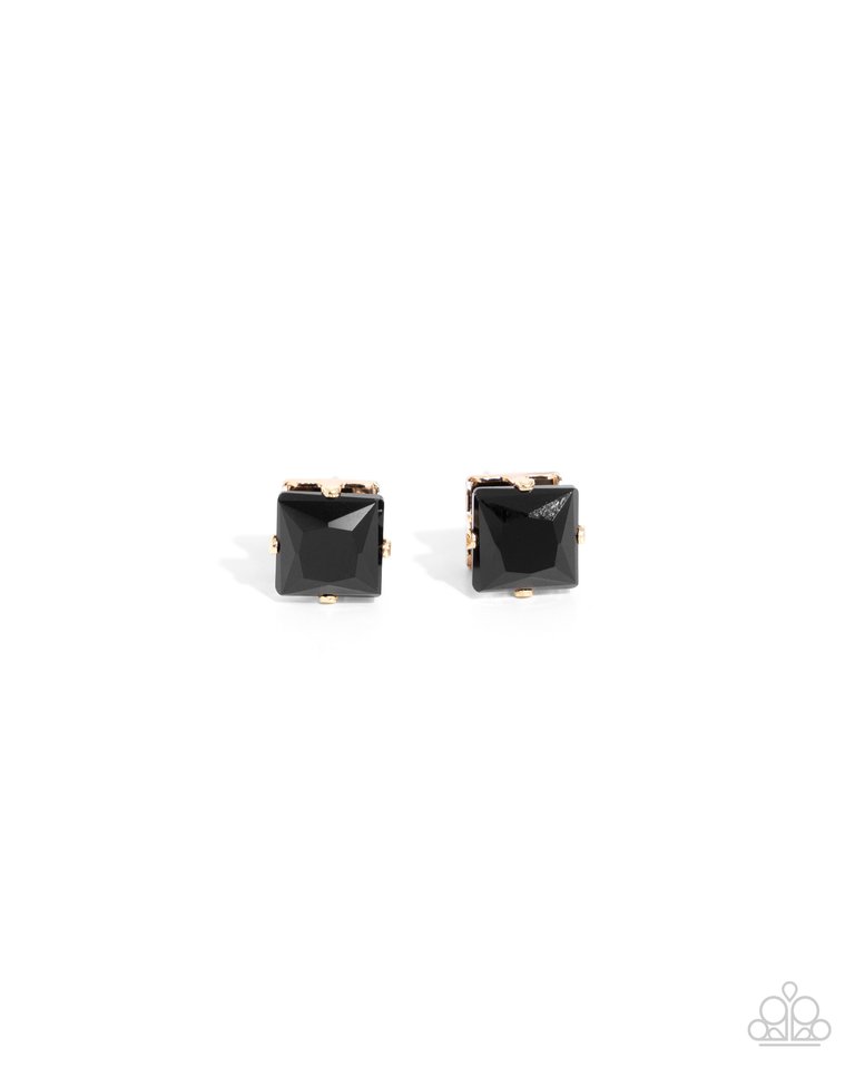 Squared Soprano - Black - Paparazzi Earring Image