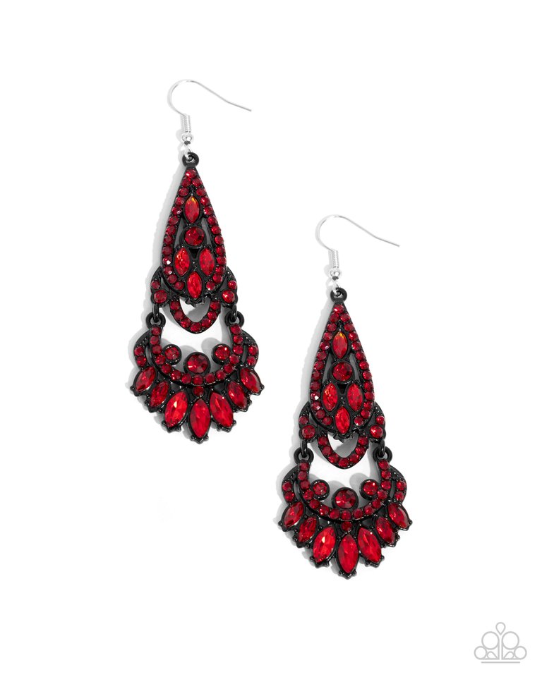 Opera Stage - Red - Paparazzi Earring Image