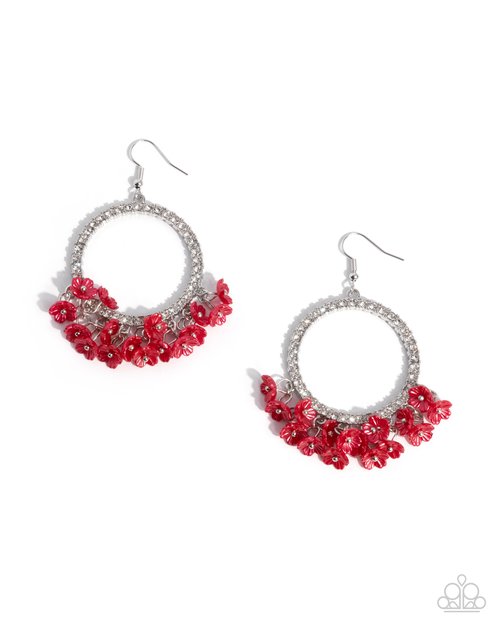 Wreathed Wisteria - Red - Paparazzi Earring Image