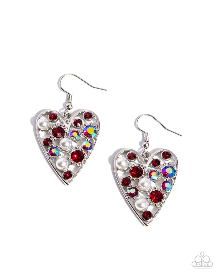 Unbelievable Shimmer - Red - Paparazzi Earring Image