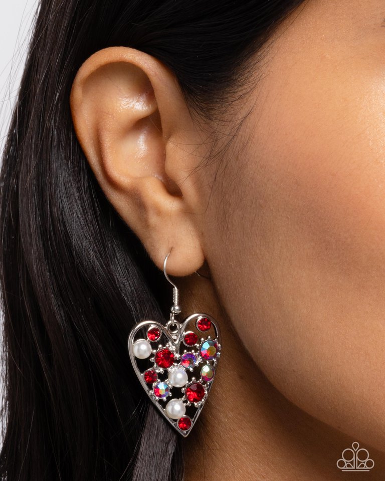 Unbelievable Shimmer - Red - Paparazzi Earring Image