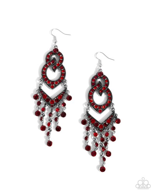 Pristine Precipitation - Red - Paparazzi Earring Image