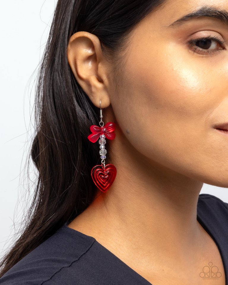 Feminine Freefall - Red - Paparazzi Earring Image