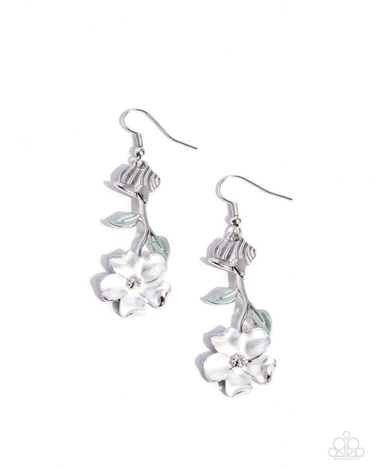 Flourishing Activity - White - Paparazzi Earring Image