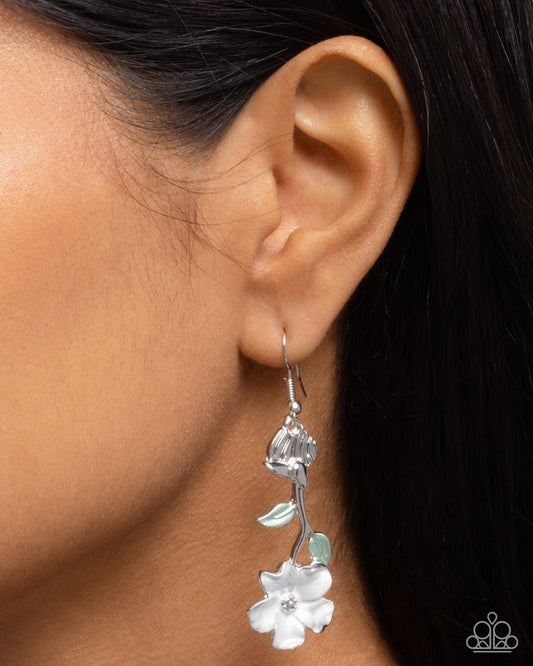 Flourishing Activity - White - Paparazzi Earring Image