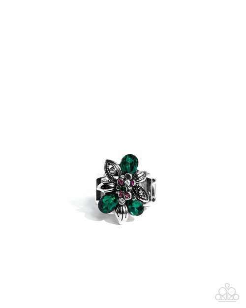 Carefree Corsage - Green - Paparazzi Ring Image