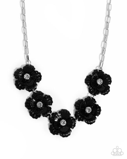 Flower Chain - Black - Paparazzi Necklace Image