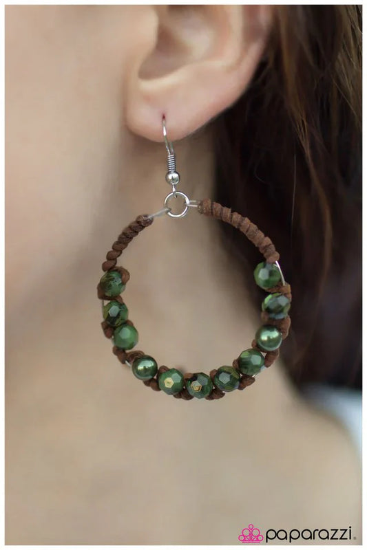 Paparazzi Earring ~ Desert Rose - Green