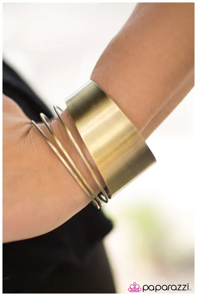 Paparazzi Bracelet ~ Hot Wired - Brass