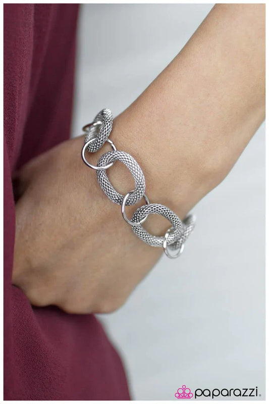 Paparazzi Bracelet ~ Ring In The New - Silver